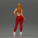 woman in red bodysuit striking a fashionable pose with sneakers - Only-Games