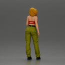 Urban dancer showcasing attitude in red tube top cargo pants pose - Only-Games