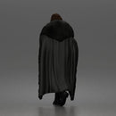 Fearless Warrior Walking Proudly in Heavy Armor and Fur Cloak
