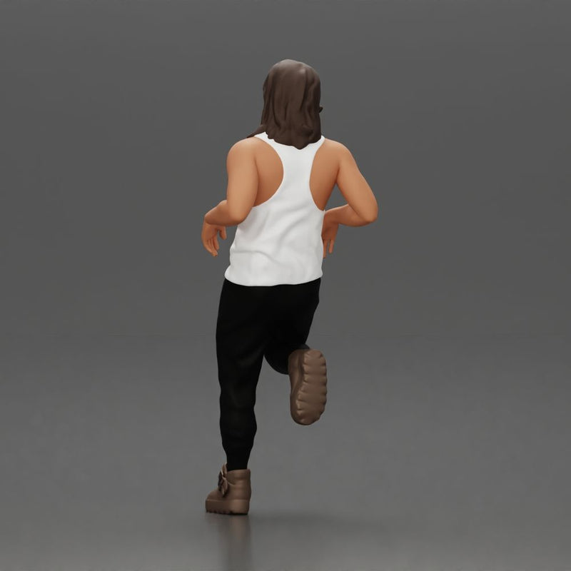 Man with long hair in Tank Top and Pants Leaning Confidently on Car - Only-Games