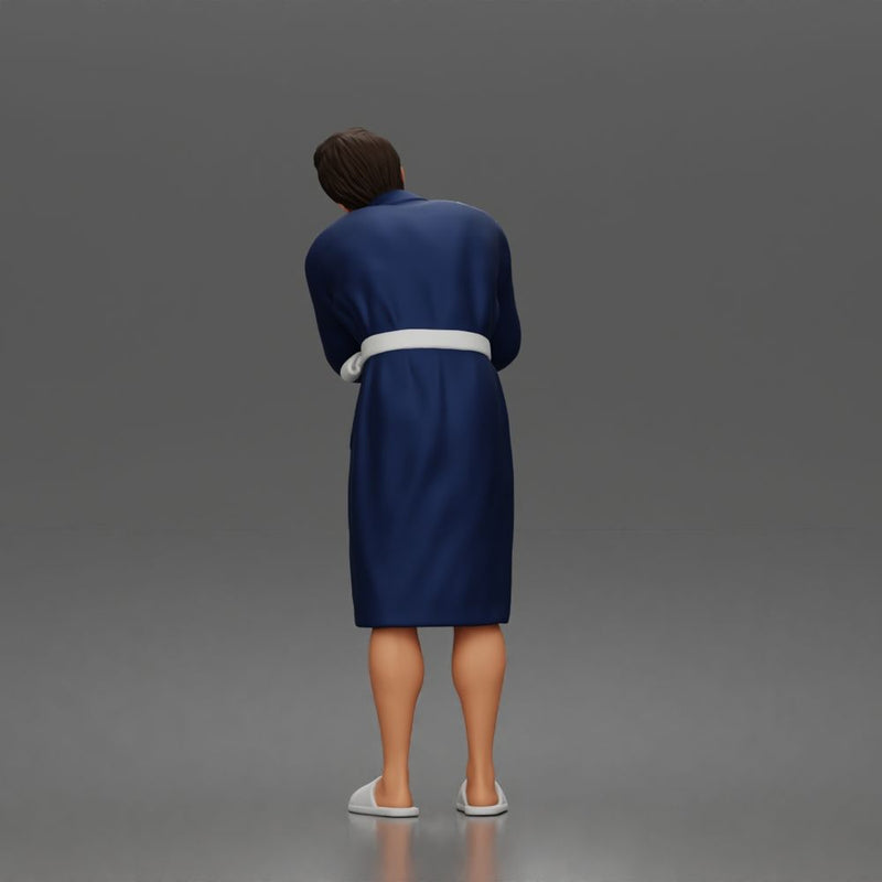 Morning routine man shaving calmly in bathrobe and cozy slippers - Only-Games