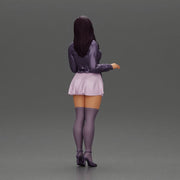 Beautiful girl standing in jacket and dress waiting for someone for a date - Only-Games