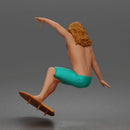 Surfer Man Riding Surfboard Shirtless Board Shorts