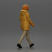 Woman walks sipping takeout drink wearing parka sweater leggings sneakers - Only-Games