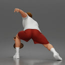 Focused Tennis Player Lunging Forward in Athletic Shirt, Shorts, and Sneakers