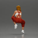 Street dancer in red overalls sitting stylishly on parked car - Only-Games