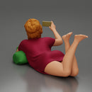 Relaxed Woman Lying on Pillow Taking a Selfie with Phone - Only-Games