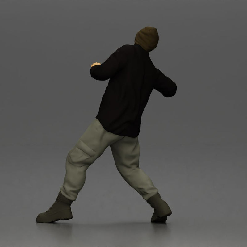 Asian Man in Hoodie and Cargo Pants Fighting with Strong Stance - Only-Games