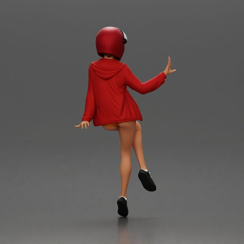 woman in Red Jacket and Helmet Sitting on the Motorbike - Only-Games