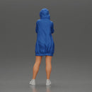 Hooded Woman Standing Thoughtfully with Hand on Chin and Arm Crossed - Only-Games