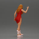 Graceful woman waving with elegance and a warm expression - Only-Games