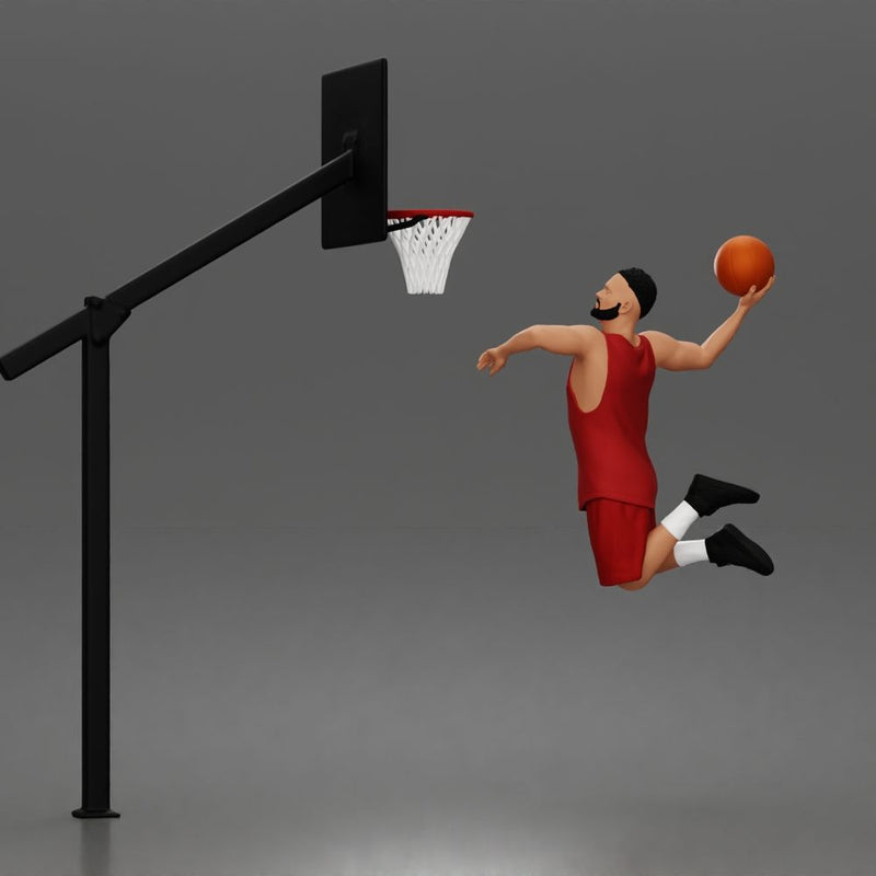 Basketball player soaring through air for powerful onehanded slam dunk - Only-Games
