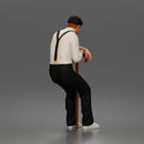 Senior Leaning On Cane Wearing Cap Suspenders Bow Tie Sneakers