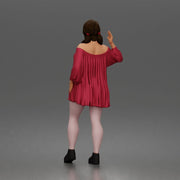 Standing Woman Waving Hand In Off Shoulder Top Platform Boots - Only-Games