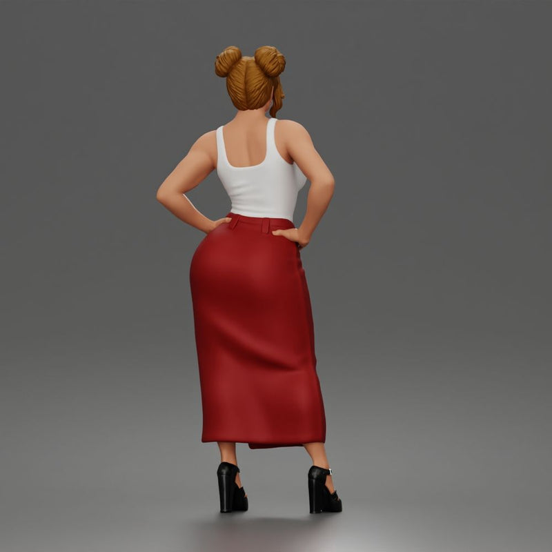 Confident Woman Posing Boldly While Rocking Dramatic Slit Skirt Look