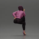 Stylish woman sitting in purple jacket posing with a cigarette confidently - Only-Games