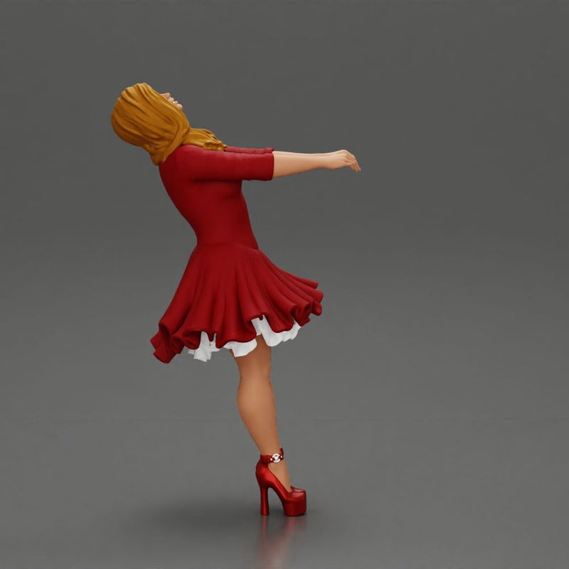 Girl in dress leaning back holding hands enjoying a playful dance moment - Only-Games