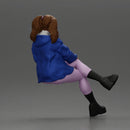 Stylish Woman in Blue Jacket Relaxing with Confident Poise - Only-Games