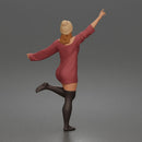 Woman Dancing Wearing Dress Hat Long Sleeves With Raised Arms Pose