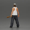 Gangster Man in streetwear posing with a bat and face mask - Only-Games