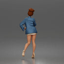 Elegant Woman Posing Confidently in Chic Jacket and Dress Outfit