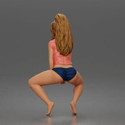 woman sitting wearing a wet crop top bikini bottoms and sunglasses - Only-Games