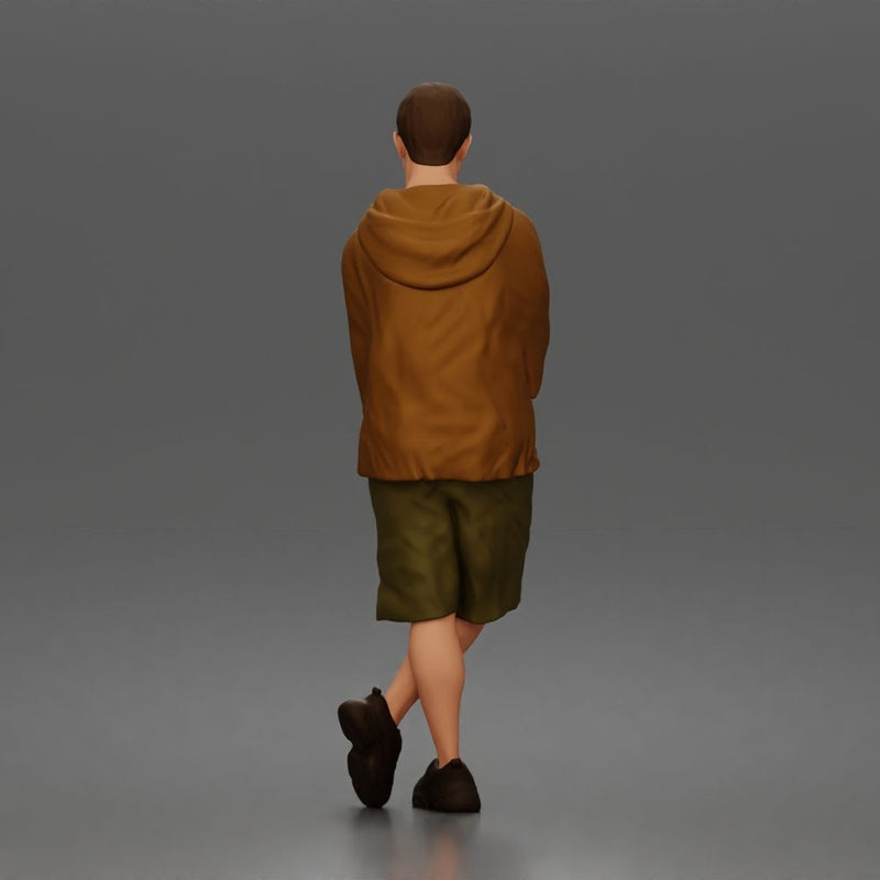 Man crosses arms wearing hoodie shorts sneakers relaxed - Only-Games