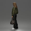 Confident Hand On Hip Poser Holding Bag Jacket Pants Sneakers