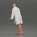 Man in White Robe Posing with Bare Feet and Open Hands - Only-Games
