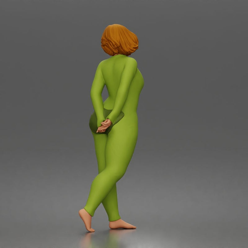 Woman walks away glancing back wearing romper pajama - Only-Games