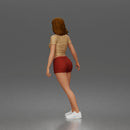 Trendy Woman Standing Confidently in Beanie, Crop Top, and Shorts