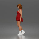 Standing woman in Sleeveless Bow Dress With Platform Ankle Boots