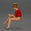 Relaxed girl in red sipping coffee enjoying a peaceful moment on the beach - Only-Games