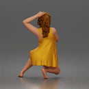 woman Kneeling Selfie In Sleeveless Dress With Bare Feet