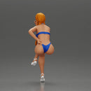 Woman sitting  with Pigtails wearing bikini smoking cigarette with contemplative gaze - Only-Games