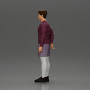 Casual man in purple shirt, shorts, and white tights standing confidently - Only-Games