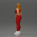woman in red bodysuit striking a fashionable pose with sneakers - Only-Games