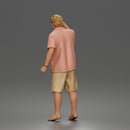 Cheerful Beach Tourist Posing in Open Shirt Shorts and Sandals