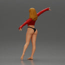 Golden dancer spins gracefully wearing red top and black bikini - Only-Games