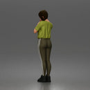 Shy casual woman standing pose in t shirt leggings sneakers - Only-Games