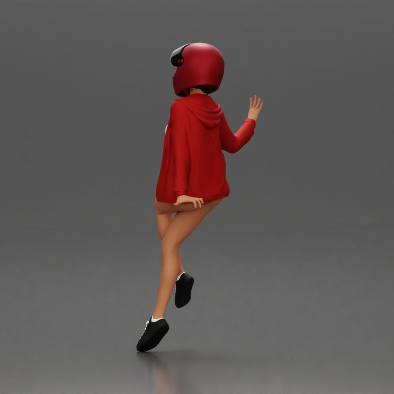 woman in Red Jacket and Helmet Sitting on the Motorbike - Only-Games