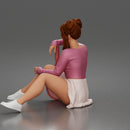 Relaxed Tennis Player Resting Confidently in Sporty Skirt and Sweater