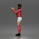 woman In Puffer Jacket With Mini Skirt Thigh-Highs And Boots