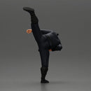 Ninja in black uniform performs high side kick with precision - Only-Games