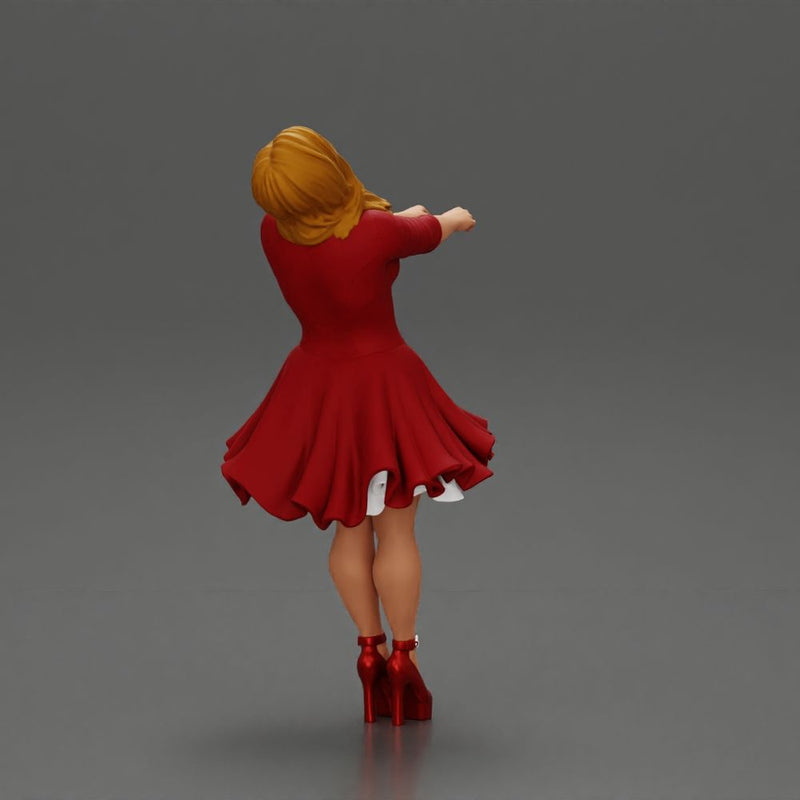 Girl in dress leaning back holding hands enjoying a playful dance moment - Only-Games