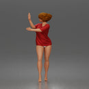 Woman in short dress barefoot expressing joy and freedom