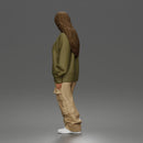 Girl Standing In Oversized Sweatshirt Cargo Pants And Sneakers