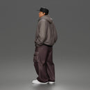 Relaxed Hooded Cap Poser Standing in Cargo Pants and Sneakers