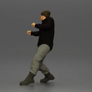 Asian Man in Hoodie and Cargo Pants Fighting with Strong Stance - Only-Games