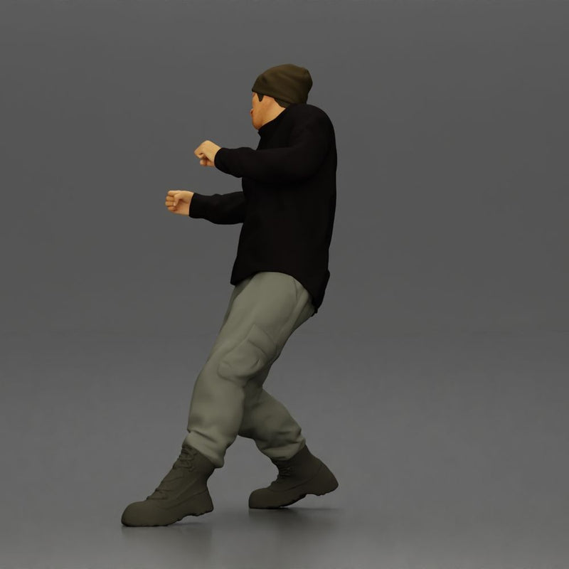 Asian Man in Hoodie and Cargo Pants Fighting with Strong Stance - Only-Games